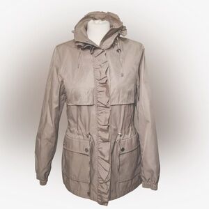 Betsey Johnson Utility Jacket with Ruffles Trim and Pockets